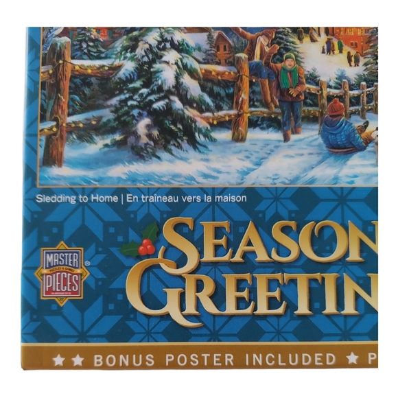 Chuck Pinson MasterPieces Jigsaw Puzzle Sledding to Home 72178 - Picture 4 of 10